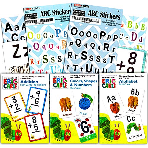 World of Eric Carle Flash Cards Bundle ~ ABC, Numbers, Colors, Shapes, and  Separately Licensed Crenstone Alphabet Stickers