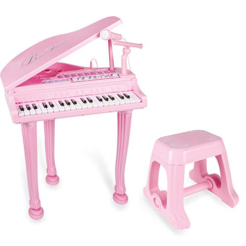 Baoli Little Princess Educational 37 Keys Keyboard Kids Toy Piano with Bench and Microphone can Connect MP3 Mobile Phone for
