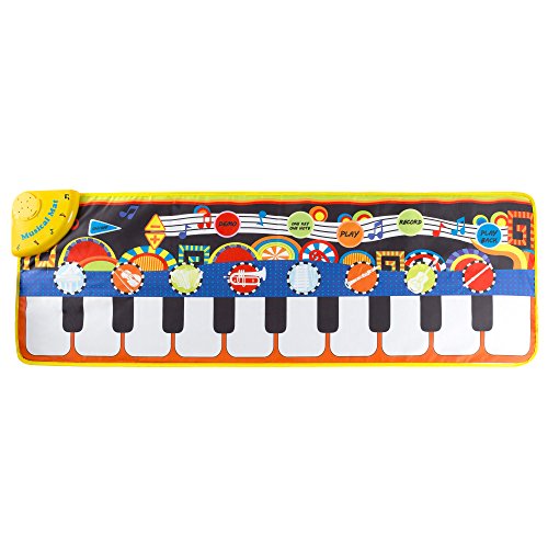 Hey! Play! Step Piano Mat for Kids, Keyboard Mat with Musical Keys, Instrument Sounds, Record, Playback, Demo Modes for Toddlers, Boys