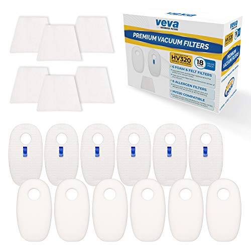 VEVA Premium Vacuum Filter Set with 6 Allergen, 6 Foam, 6 Felt Filters for Shark Rocket Vacuums Model HV319Q, 320, 321, 322,