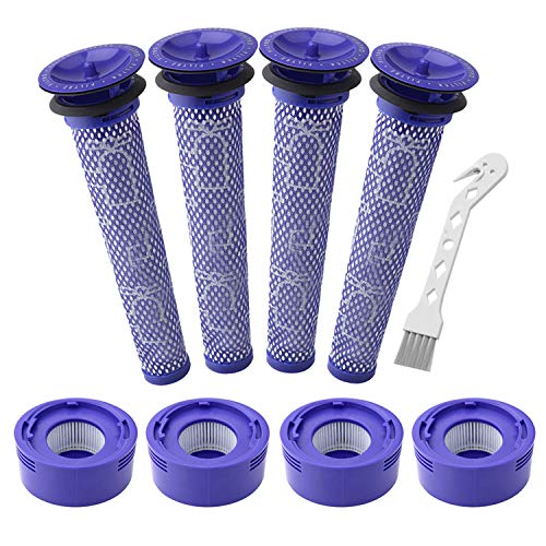Lemige 4 Pack Pre-Filters and 4 Pack HEPA Post-Filter Replacements Compatible with Dyson V7, V8 Animal and Absolute Cordless