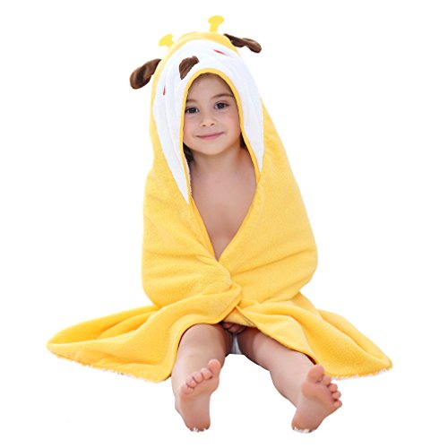 MICHLEY Animal Hooded Baby Bath Towel Toddler Premium Cotton Absorbent Washcloth for Girls Boys 0-6T, Giraffe