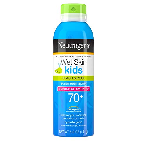 Johnson's Baby Neutrogena Wet Skin Kids Sunscreen Spray, Water-Resistant and Oil-Free, Broad Spectrum SPF 70+, 5 oz (Packaging May Vary)