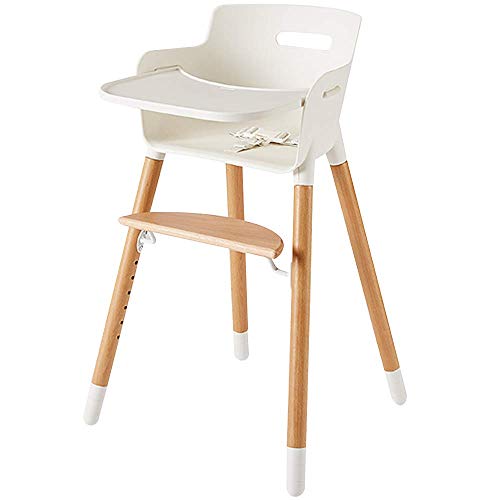 Ashtonbee Wooden High Chair for Babies and Toddlers - with Harness, Removable Tray, and Adjustable Legs