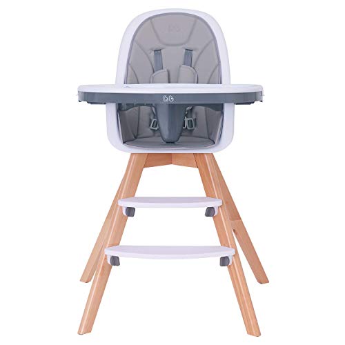 HM-TECH Baby High Chair with Double Removable Tray for Baby/Infants/Toddlers, 3-in-1 Wooden High Chair/Booster/Chair | Grows with