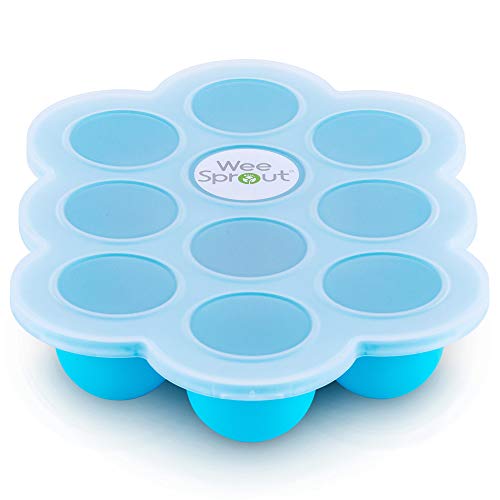 WeeSprout Silicone Baby Food Freezer Tray with Clip-on Lid by WeeSprout - Perfect Storage Container for Homemade Baby Food, Vegetable &