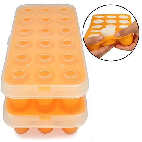 Sprout Cups Silicone Baby Food Storage Tray (2 Pack) - Pop Out 1oz Portion Silicone Freezer Tray - Non Toxic, BPA & PVC Free