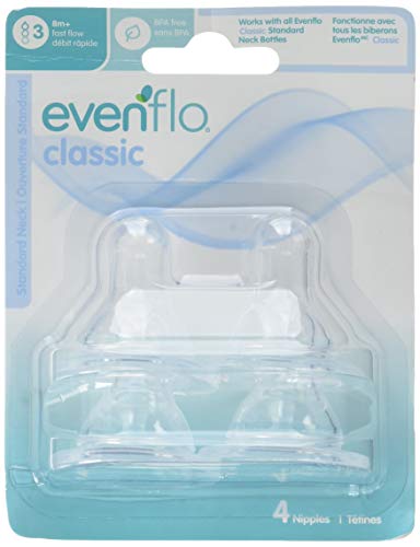 Evenflo Classic Bottle Nipples, 12 Count, Fast Flow