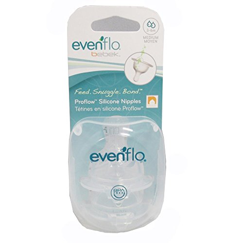 Evenflo Bebek Baby Bottle Nipple, Medium Flow, 2-Pack, BPA-Free