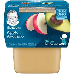 Gerber Purees 2nd Foods Apple Avocado Baby Food Tubs (2 Count pack of 4 Ounce each), 8 Oz, Pack of 8