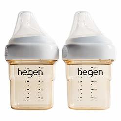 Hegen Baby Bottles - Anti Colic Baby Bottles Wide Neck - Breastfeeding System 5 oz with Slow Flow Teats (2 Pack)