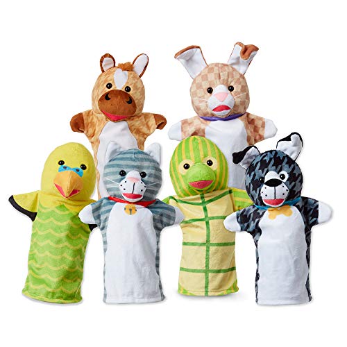 Melissa & Doug Pet Buddies Hand Puppets (Cat, Dog, Horse, Parrot, Turtle, Rabbit, Soft Plush Material, Set of 6) Great Gift