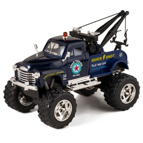 Kinsmart Blue 1953 Chevy Off-Road Wrecker Die Cast Tow Truck Toy with Monster Wheels by Kinsmart