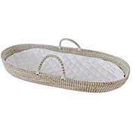 The Basket Bazaar Baby Changing Basket Handmade Seagrass Basket - Fairtrade Soft Organic Cotton Waterproof Pad | Eco Friendly Alternative to