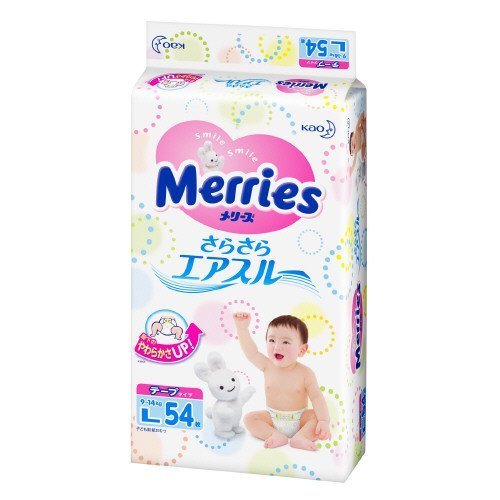Kao Diapers Japanese Import Merries Sarasara Air Through L-size (9kg-14kg) 54 Sheets