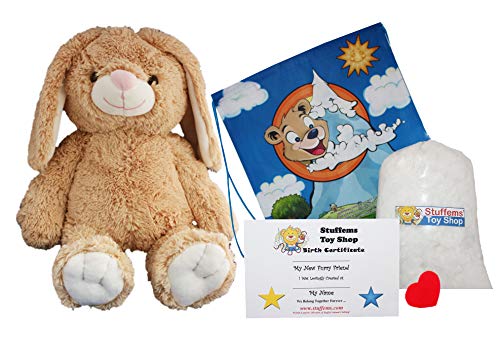 Stuffems Toy Shop Make Your Own Stuffed Animal "Flopsy The Bunny" - No Sew - Kit With Cute Backpack!