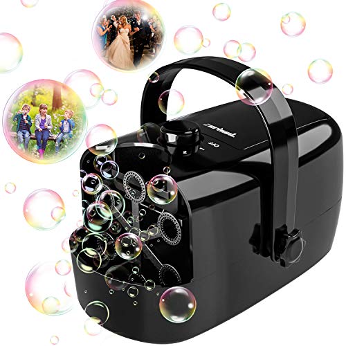 Zerhunt Bubble Machine, Durable Automatic Bubble Blower for Kids, Operated by Plug in or Battery with 2 Speed Level, Black