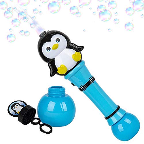 ArtCreativity Light Up Penguin Bubble Blower Wand - 12 Inch Illuminating Bubble Blower with Thrilling LED Effects, Batteries