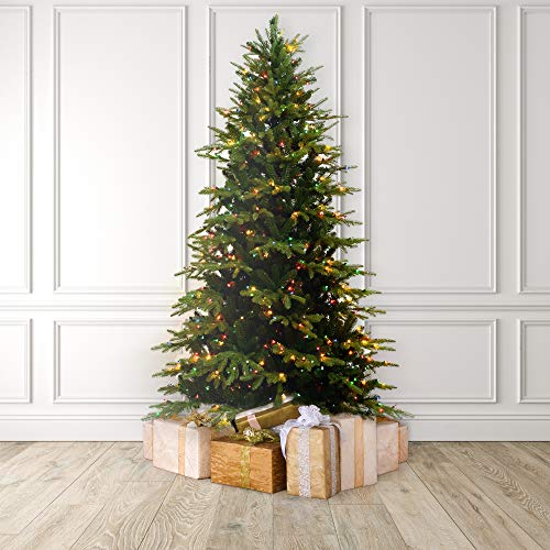 MARTHA STEWART Natural Pine Pre-Lit Artificial Christmas Tree, 6.5 Feet, Multicolored Lights