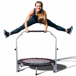 BCAN 40" Foldable Mini Trampoline, Fitness Rebounder with Adjustable Foam Handle, Exercise Trampoline for Adults Indoor/Garden W