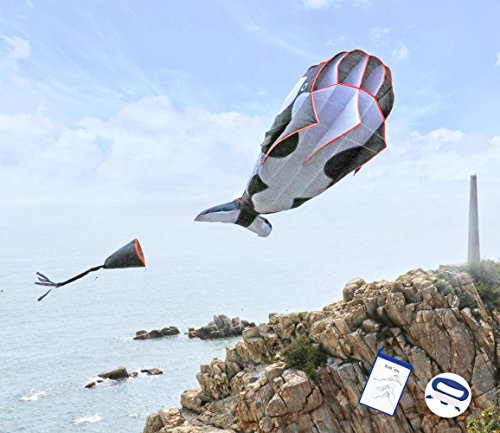 kizh Kite Giant 3D Dolphin Frameless Soft Parafoil Kites for Kids and Adults Easy Flyer Kite for Beach Park Garden Playground