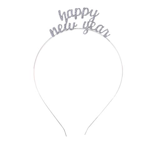 Amosfun Happy New Year Headband Tiara Rhinestone New Year Headband New Year Eve Hair Hoop Headdress Hair Accessories