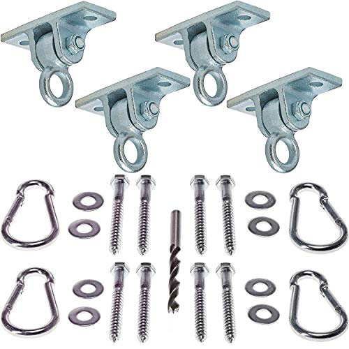 Safe-Kidz Heavy Duty Swing Hangers :: Set of 4 Playset Hangers for Wooden Swing Sets :: Complete Kit Includes Mounting Hardware, Snap