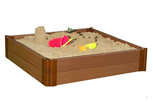 Frame It All Tool-Free Classic Sienna 4ft. x 4ft. x 11in. Composite Square Sandbox Kit - 2" Profile