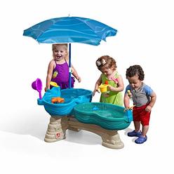 Step 2 Step2 Spill & Splash Seaway Water Table | Kids Dual-Level Water Play Table with Umbrella & 11-Pc Accessory Set | Large Water