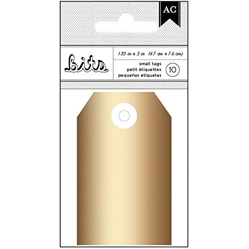 American Crafts 370763 10 Piece Cardmaking Tags, 1.85" x 3", Gold