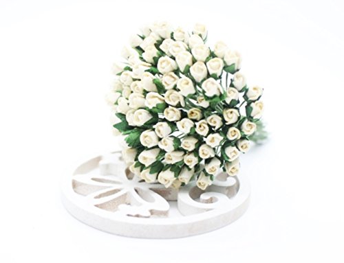 ChangThai Design New Tiny Cream Rose Scrapbook Craft 50pcs 5mm Mulberry Paper Flower Wedding Card â€¦