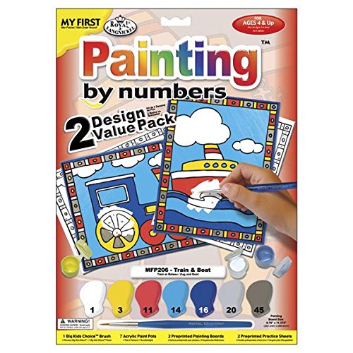 Royal Brush My First Paint by Number Kit, 8.75 by 11.375-Inch, Train and Boat, 2/pkg