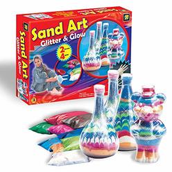 AMAV Sand Art Glitter & Glow Activity Kit - DIY Make Your Own Beautiful Colorful Sand Art in Bottle