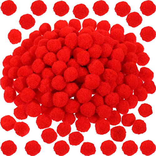 BOAO 200 Pieces Red Pom Poms Christmas Fluffy Pom Balls Craft Pompoms for Christmas Reindeer Crafts DIY Making, 2 cm