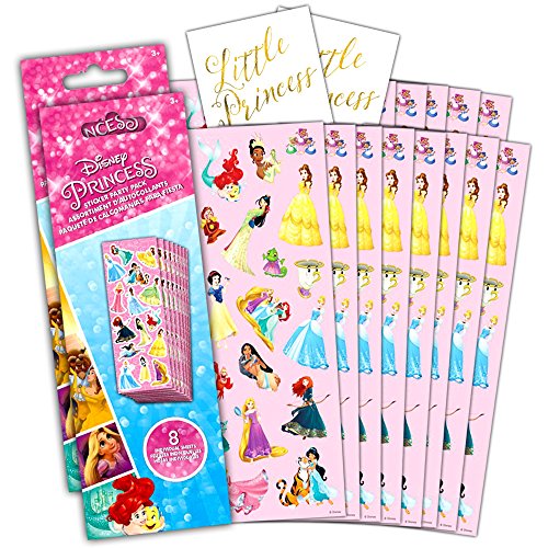 Disney Princess Stickers Party Favor Pack Plus Separately Licensed Little Princess Stickers for The Birthday Girl or Guest of