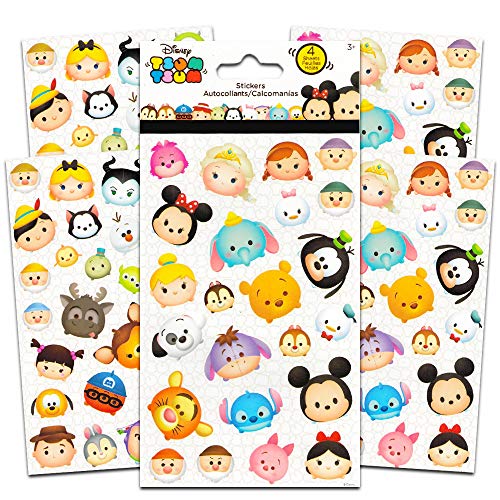 Disney Tsum Tsum Stickers - 4 Sheets of Stickers Featuring Mickey Mouse, Minnie Mouse, also Featuring Tsum Tsum Characters