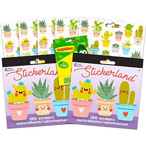 PLANTS Cactus Plants Stickers Party Pack -- Bundle Includes 240 Plants Stickers with Bonus VeggieTales Stickers (12 Sticker Sheets,