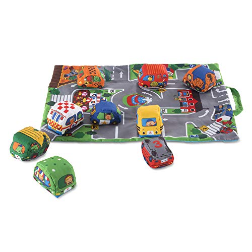 Melissa & Doug Take-Along Town Play Mat (9 Soft Vehicles, 19.25 x 14.25 Inches, Great Gift for Girls and Boys - Best for