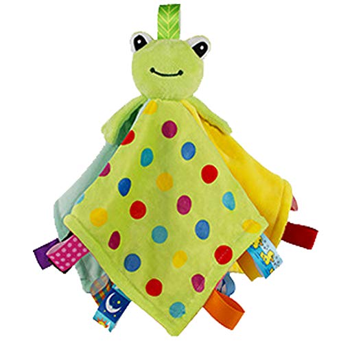 Inchant Toddler Taggy Security Blankets Soft Plushy Cuddle Bud Blankie Breathable Snuggle Blanket for Boys and Girls, Green Frog