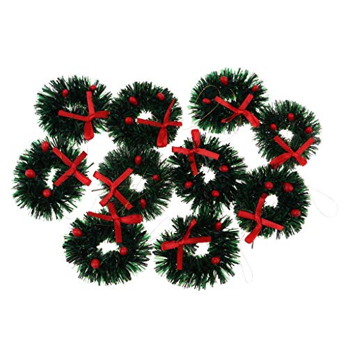 FRECI 10pcs Mini Christmas Wreaths Creative Xmas Art Supplies for 1/12 Dollhouse Christmas Crafts and Decorations