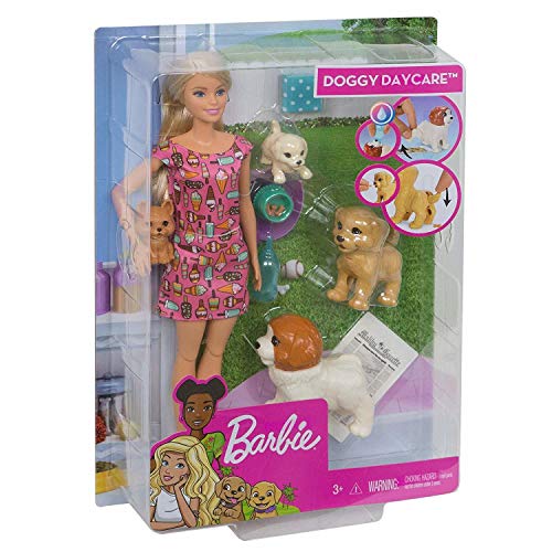 Barbie Doggy Daycare Doll & Pets, Blonde