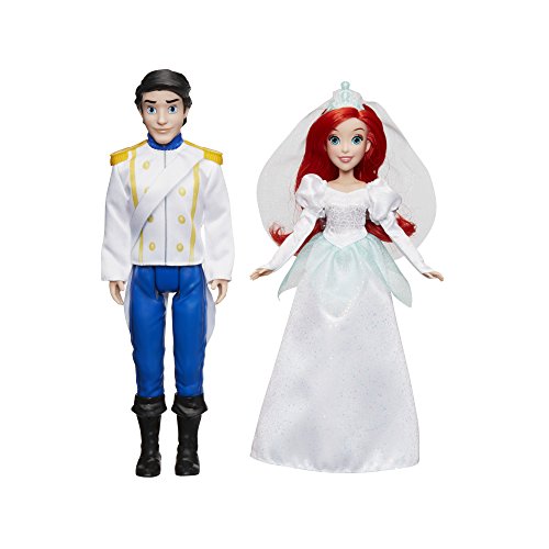 Disney Princess Ariel and Prince Eric, 2 Fashion Dolls from The Little Mermaid Movie, Doll in Wedding Dress, Tiara, and