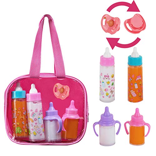 Exquisite Buggy FASH N KOLOR My Sweet Baby Disappearing Doll Feeding Set | Baby Care 4 Piece Doll Feeding Set for Toy Stroller | 2 Milk &