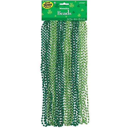 Amscan 399924 Party Metallic Bead Necklaces, 30", Green