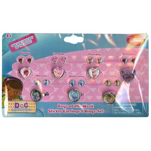 H.E.R. Accessories Ltd Doc McStuffins Days of the Week Earring and Ring Set