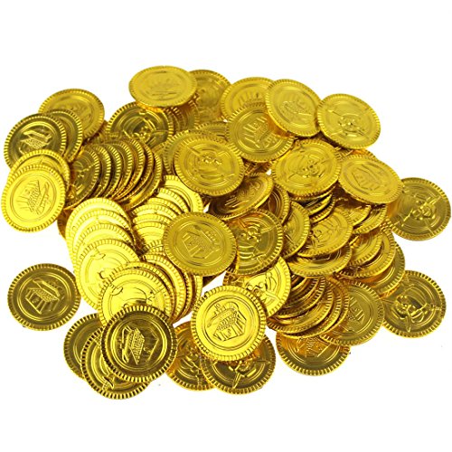 Wankko 100PCS Pirate Gold Coins Plastic Play Gold Treasure