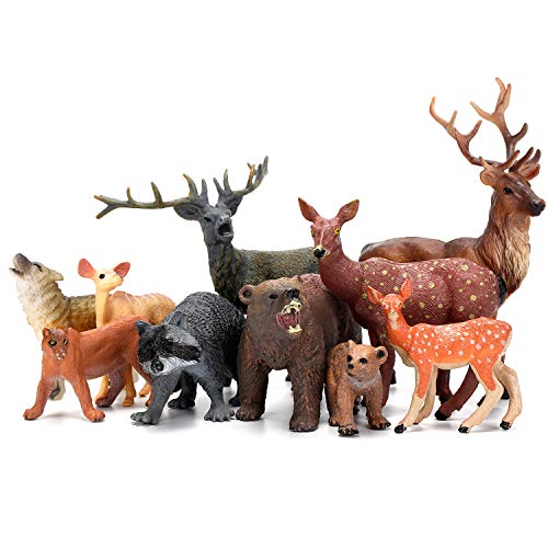 BOLMAZ Woodland Animals Figurines Toys, 10 Piece Realistic