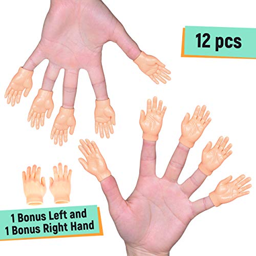 NextClimb Tiny Hand Finger Puppets (Pack of 12 - 6 Right & 6 Left) - Little Finger Props for Hands - Halloween Hand Prop