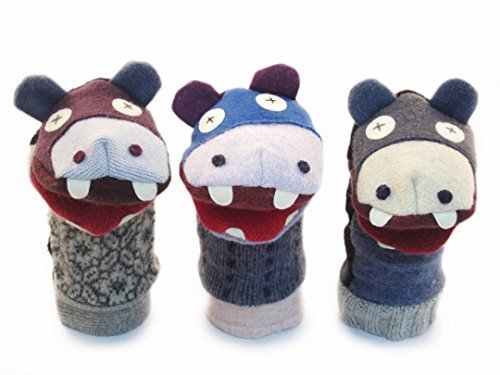 Cate and Levi Cate & Levi - Hand Puppet - Premium Reclaimed Wool - Handmade in Canada - Machine Washable (Hippo)