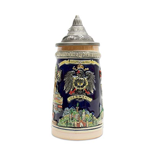 Essence of Europe Gifts E.H.G Beer Stein German Landmarks Collectible Engraved Lidded Beer Mug by E.H.G | .6 Liter
